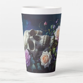 Tasse Latte Crâne de Roses au Clair de Lune