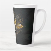 Tasse Latte Crâne d'oiseaux dorés sur arrière - plan noir (Droite)