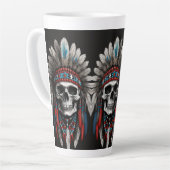 Tasse Latte Crâne en chef amérindien avec coiffure (Angle gauche)