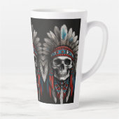 Tasse Latte Crâne en chef amérindien avec coiffure (Droite)