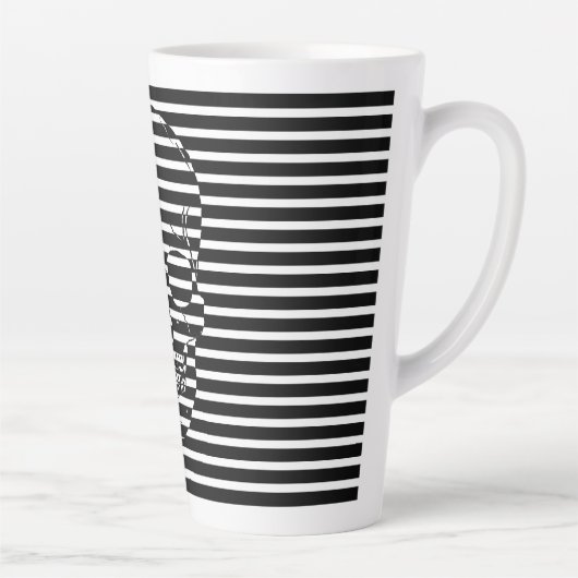 Tasse Latte Crâne en rayures noir et blanc (Droite)