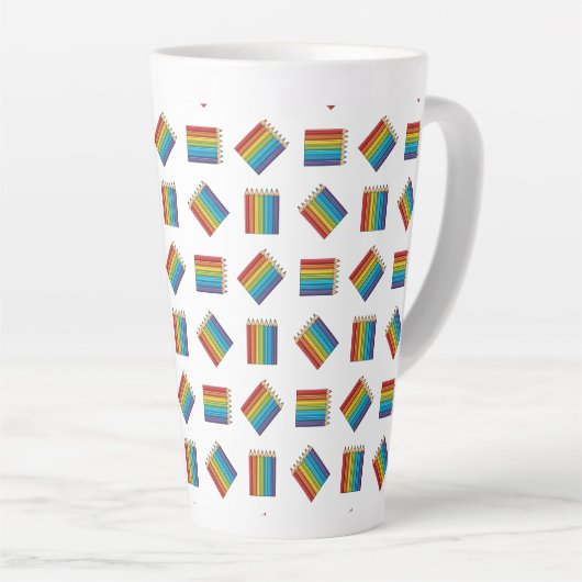Tasse Latte Crayons de couleur arc-en-ciel (Angle droit)