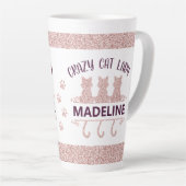 Tasse Latte Crazy Cat Lady Rose Gold Parties scintillant (Angle droit)