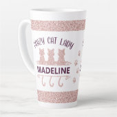 Tasse Latte Crazy Cat Lady Rose Gold Parties scintillant (Angle gauche)