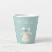 Tasse Latte Cream Christmas Bell Pretty Blue Bow (Devant)