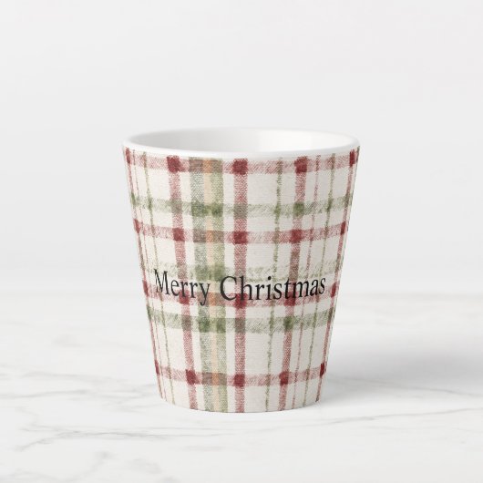 Tasse Latte Cream Green Red Plaid Stripes Christmas (Devant)