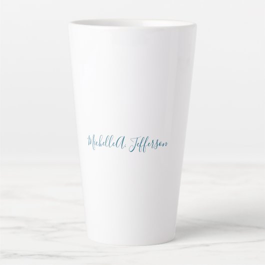 Tasse Latte Créatif tendance nom propre blanc bleu océan (Devant)
