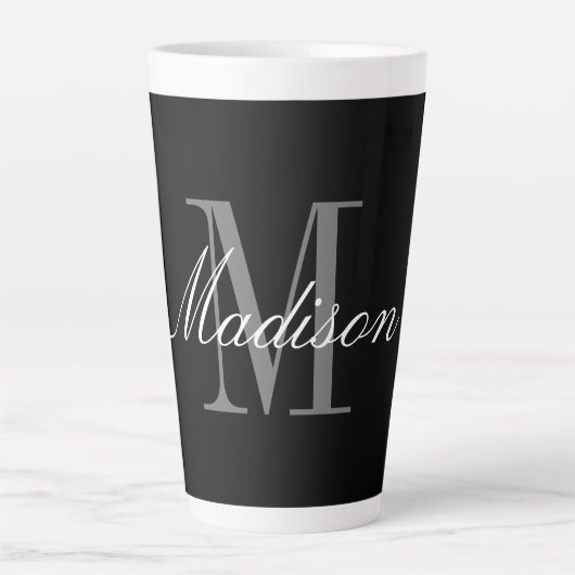 Tasse Latte Créer votre propre monogramme Nom initial (Devant)