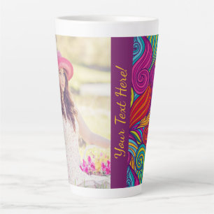 Tasse Latte Créez Votre Propre Motif Rétro Swirl Nom Et Phot