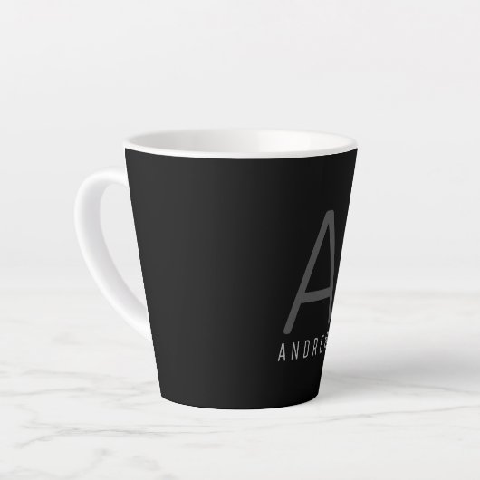 Tasse Latte Créez votre propre nom Monogramme initial (Angle gauche)