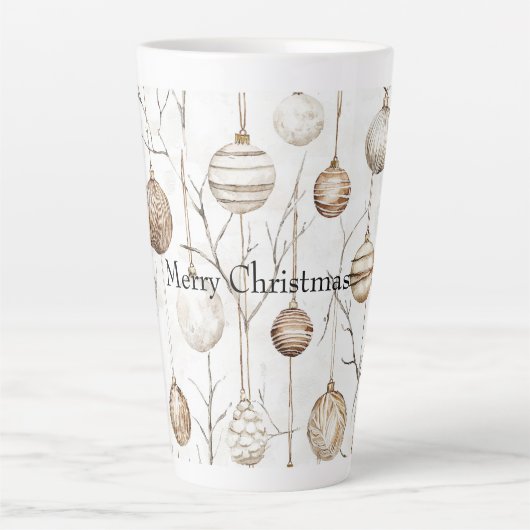 Tasse Latte Crème biologique Tan ornements de Noël (Devant)