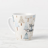 Tasse Latte Crème Bleu Bleu Arbres de Noël (Angle gauche)