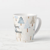 Tasse Latte Crème Bleu Bleu Arbres de Noël (Angle droit)
