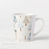 Tasse Latte Crème Bleu Bleu Arbres de Noël (Droite)