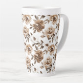 Tasse Latte Crème Brown Fleurs blanches Noël (Angle droit)