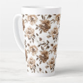 Tasse Latte Crème Brown Fleurs blanches Noël (Angle gauche)