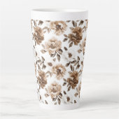 Tasse Latte Crème Brown Fleurs blanches Noël (Devant)