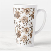 Tasse Latte Crème Brown Fleurs blanches Noël (Droite)