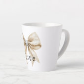 Tasse Latte Crème chic blanc argent glam Bow Love (Angle droit)
