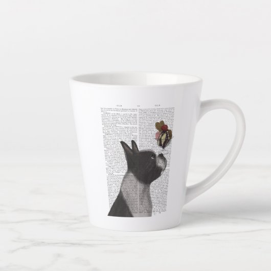 Tasse Latte Crème glacée Boston Terrier (Droite)