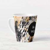Tasse Latte Crème noire blanche léopard animal Anniversaire (Angle gauche)