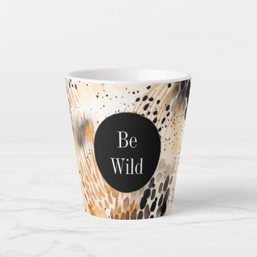 Tasse Latte Crème noire sauvage léopard animal (Devant)