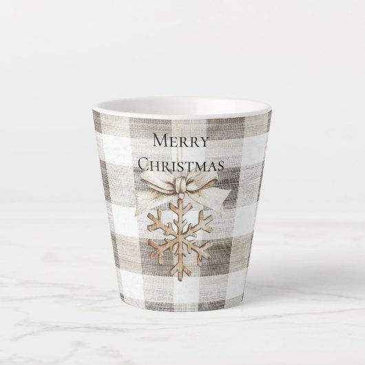 Tasse Latte Crème Plaid Stripes Christmas Snowflake (Devant)