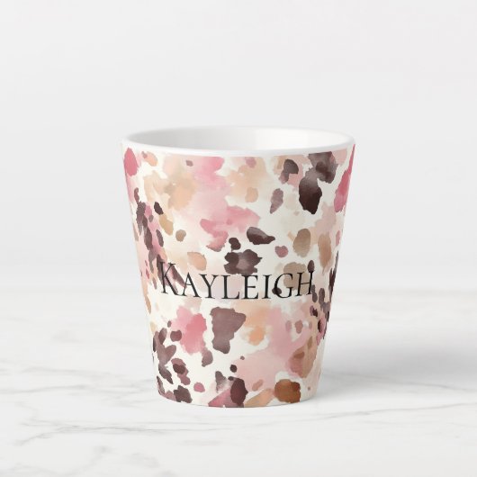 Tasse Latte Crème rose Brown léopard Anniversaire (Devant)