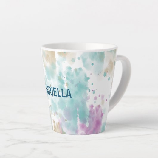 Tasse Latte Crème rose mauve Aqua Mint Abstraite (Angle droit)