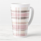 Tasse Latte Crème Rose Rouge Brun Rayures Noël (Angle droit)