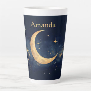 Tasse Latte Crescent Lune personnalisée et Stars Ciel nocturne