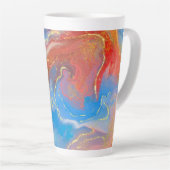 Tasse Latte Crimson, Blush, Blue and Gold Marbled Alcohol Ink (Angle droit)