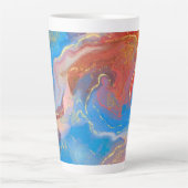 Tasse Latte Crimson, Blush, Blue and Gold Marbled Alcohol Ink (Devant)
