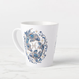 Tasse Latte Cristal Argent Poissons Zodiaque