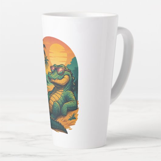 Tasse Latte Crocodile d'été sans fin - Rétro (Angle droit)