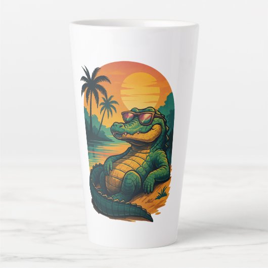 Tasse Latte Crocodile d'été sans fin - Rétro (Devant)