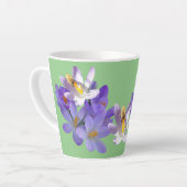 Tasse Latte Crocus violets avec tonneau vert clair d'abeille (Angle gauche)