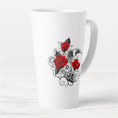 Tasse Latte Croissant mécanique avec roses rouges (Angle droit)