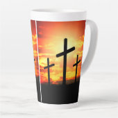 Tasse Latte Croix, Coucher de soleil Silhouettes Peinture-6713 (Angle droit)