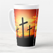 Tasse Latte Croix, Coucher de soleil Silhouettes Peinture-6713 (Angle gauche)