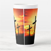 Tasse Latte Croix, Coucher de soleil Silhouettes Peinture-6713 (Devant)