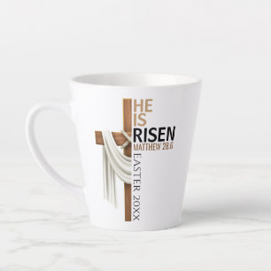 Tasse Latte Croix de Pâques vintage personnalisée Il est ressu