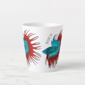 Tasse Latte Crowntail betta fish dessin animé (Devant)