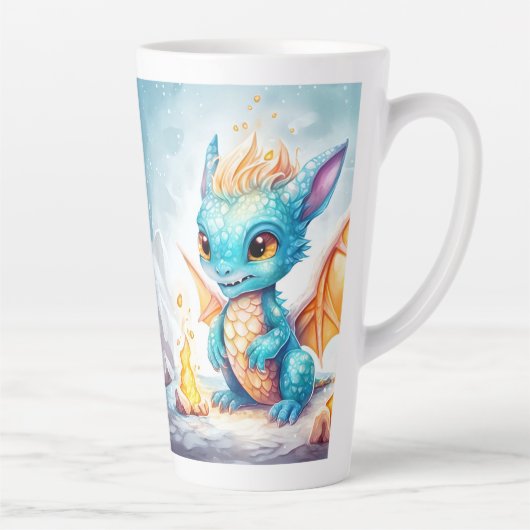 Tasse Latte Crystalized Cute Baby Dragon Bleu Bleu Bébé (Droite)