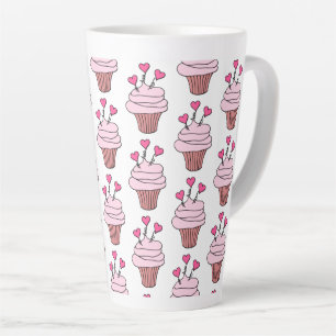 Tasse Latte Cubes Cupcakes Rose Et Blanc