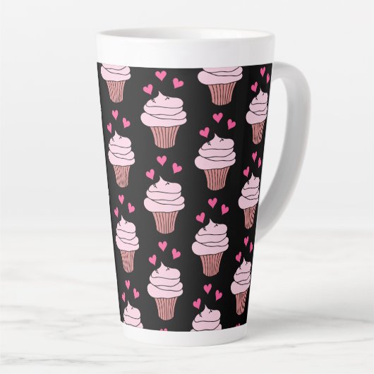Tasse Latte Cubes Cupcakes Rose Et Noir (Angle droit)