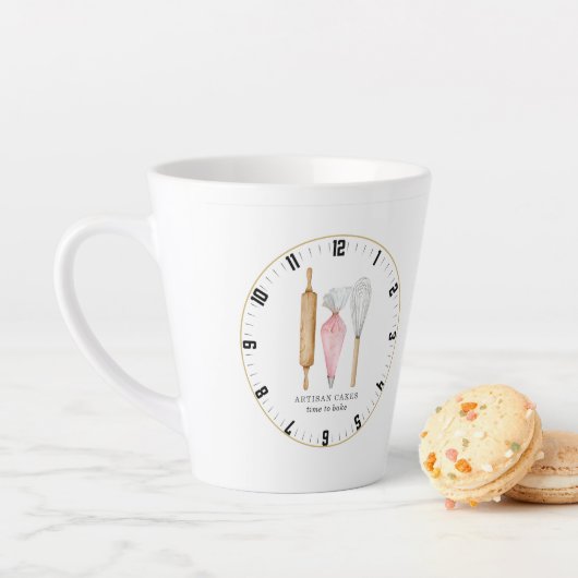 Tasse Latte Cuisinier Pâtissier Personnalisé Temps De Cuisiner (En situation)