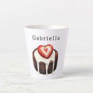 Tasse Latte Cupcake au Chocolat Cœur de Fraise