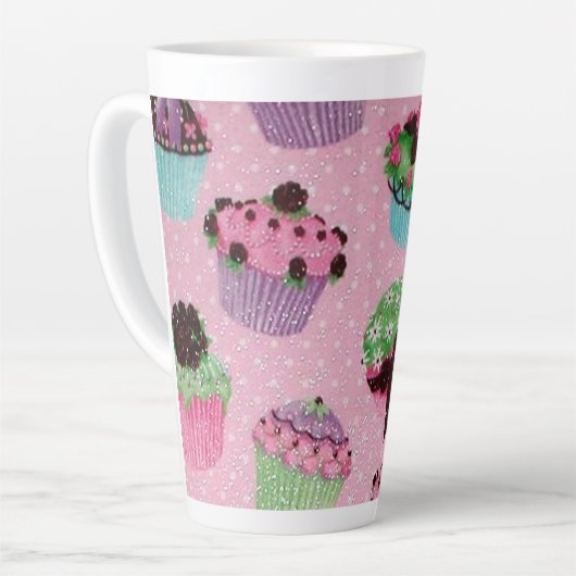 Tasse Latte Cupcake rose (Angle gauche)