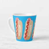 Tasse Latte Curieux hot dog Weiner dessin animé (Angle gauche)